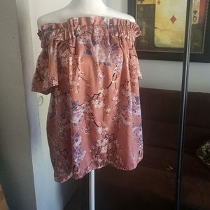 Off the shoulder floral top size L